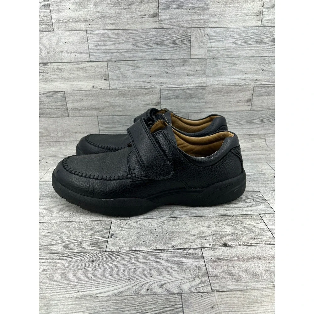 Dr. Comfort Scott Men 9.5 M Black Leather Orthopedic Hook Loop Strap Shoes 9210